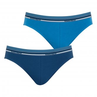 Lot de 2 slips Athena Confort en coton stretch bleu marine et bleu indigo