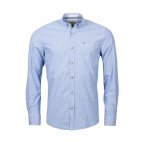 Chemise droite Bermudes Edgar en coton stretch bleu ciel à rayures blanches