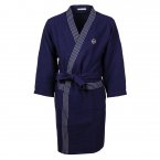 Kimono long Christian Cane Walther en coton bleu marine à tissage matelassé