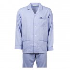 Pyjama long Christian Cane Gabriel en coton chemise bleu ciel rayée ton sur ton 
