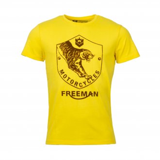Tee-shirt col rond Freeman T. Porter Teis Tiger en coton mélangé jaune imprimé