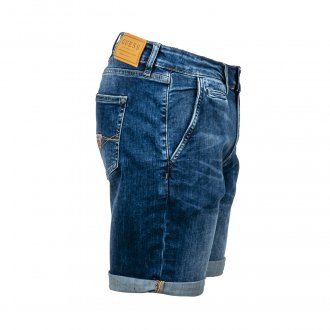 Short Guess Jeans Vicente en coton bleu brut délavé