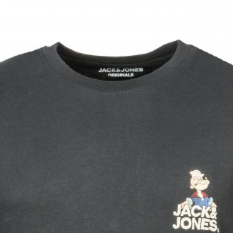 Tee-shirt col rond Jack & Jones Popeyes en coton noir floqué