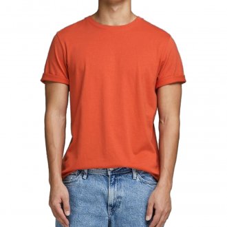Tee-shirt col rond Jack & Jones Organic en coton biologique rouge orangé