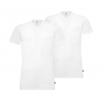 Lot de 2 tee-shirts col V Levi's en coton stretch blanc