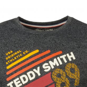 Tee-shirt col rond Teddy Smith T-Romer en coton mélangé gris chiné floqué 