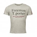 Tee-shirt col rond Freeman T. Porter Tommy Legend en coton mélangé gris imprimé
