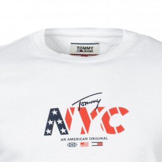 Tee-shirt col rond Tommy Jeans en coton blanc à logo