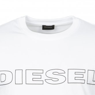 Tee-shirt col rond Diesel en coton blanc floqué