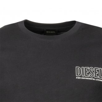 Tee-shirt col rond Diesel en coton noir à logo blanc
