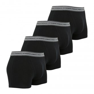 Lot de 4 boxers noirs Athena en coton et ceintures élastiquées grises