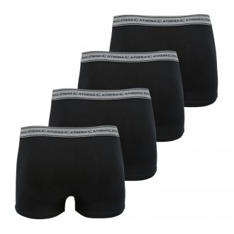 Lot de 4 boxers noirs Athena en coton et ceintures élastiquées grises