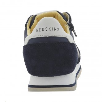 Baskets Redskins Ilias en cuir marine et textile bleu