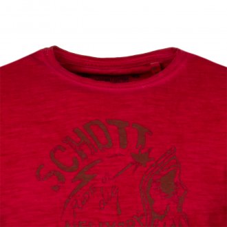 Tee-shirt col rond Schott NYC Tom en coton rouge