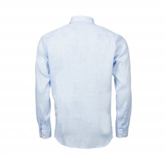 Chemise coupe droite manches longues Turmell Jativa en lin et coton bleu ciel