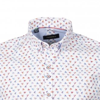 Chemise coupe droite manches courtes Turmell Cades en coton blanc à motifs crabes