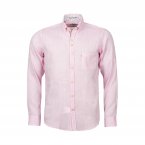 Chemise coupe droite manches longues Turmell Jativa en lin et coton rose