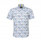 Chemise coupe droite manches courtes Turmell Lon en coton blanc à motifs animaux marins