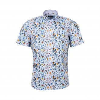 Chemise coupe droite manches courtes Turmell Oropesa en coton bleu ciel à motifs multicolores