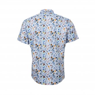 Chemise coupe droite manches courtes Turmell Oropesa en coton bleu ciel à motifs multicolores