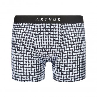 Boxer Arthur Smile en coton stretch noir à motifs smiley bleus