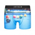 Boxer Arthur Snooker en coton stretch bleu ciel à motifs boules de billard