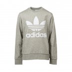 Sweat Adidas Junior Trefoil en coton mélangé gris chiné floqué en blanc