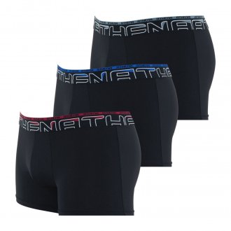 Lot de 3 boxers Athena noirs avec bande logotypée de couleur brodée sur la ceinture élastiquée