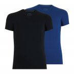 Lot de 2 tee-shirts col V Athena en coton stretch respirant bleu indigo et noir