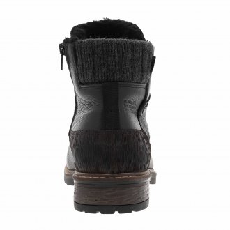 Boots bullboxer en cuir grainé noir et doublure fourrée noire