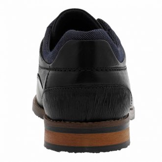 Chaussures de ville Bullboxer en cuir noir à détail bleu denim
