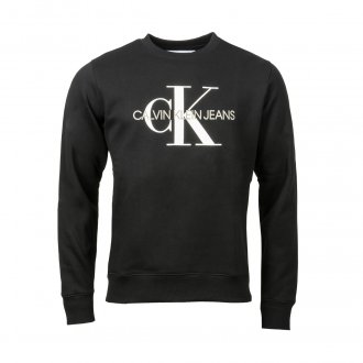 Sweat col rond Calvin Klein Jeans Iconic Monogram en coton noir