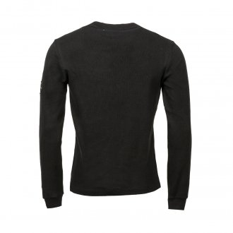 Tee-shirt manches longues Calvin Klein Jeans Monogram en coton gaufré noir 