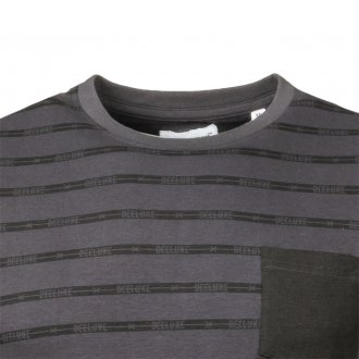 Tee-shirt col rond Deeluxe Est. 74 Closed en coton stretch gris anthracite à rayures noires