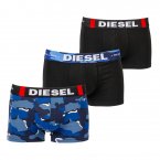 Lot de 3 boxers Diesel en coton stretch noir et bleu floqué