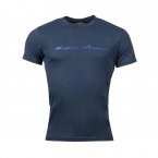 Tee-shirt manches courtes col rond Emporio Armani en coton biologique bleu marine floqué de la signature en bleu ciel