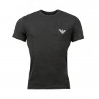 Tee-shirt manches courtes col rond Emporio Armani en coton biologique stretch noir floqué gris