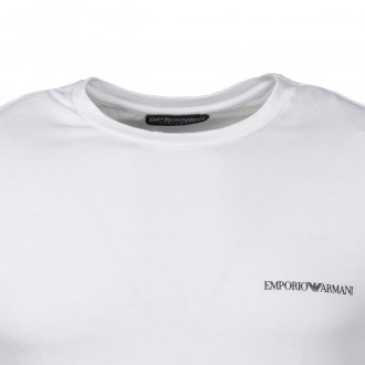 Tee-shirt manches courtes col rond Emporio Armani en coton stretch blanc à bandes Italiennes