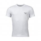 Tee-shirt manches courtes col rond Emporio Armani en coton biologique stretch blanc floqué gris