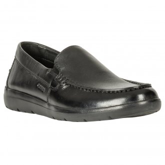 Chaussures bateau Geox Leitan en cuir noir