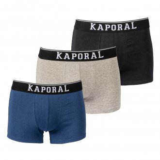 Lot de 3 boxers Kaporal en coton stretch gris, bleu marine et noir