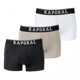 Lot de 3 boxers Kaporal en coton stretch noir, blanc et gris