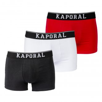 Lot de 3 boxers Kaporal en coton stretch noir, blanc et rouge