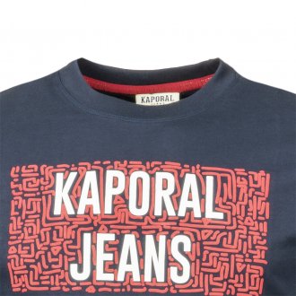 Tee-shirt col rond Kaporal Ray en coton bleu marine floqué rouge et blanc