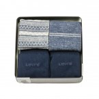 Lot de 4 paires de chaussettes hautes Levi's® en coton mélangé stretch bleu et gris