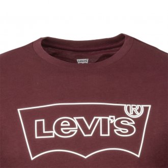 Tee-shirt col rond Levi's® Housemark Graphic en coton bordeaux floqué en blanc