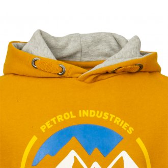 Sweat à capuche Petrol Industries Junior en coton mélangé jaune moutarde logo floqué
