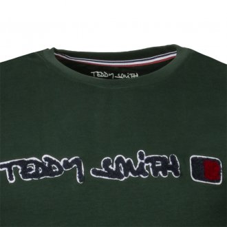 Tee-shirt col rond Teddy Smith Tclap en coton vert sapin floqué bleu marine