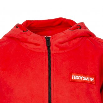 Sweat à capuche zippé Teddy Smith Kan en coton mélangé colorblock rouge et gris foncé chiné