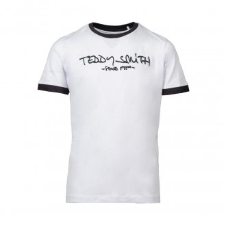Tee-shirt col rond Teddy Smith Junior Ticlass en coton blanc floqué en noir